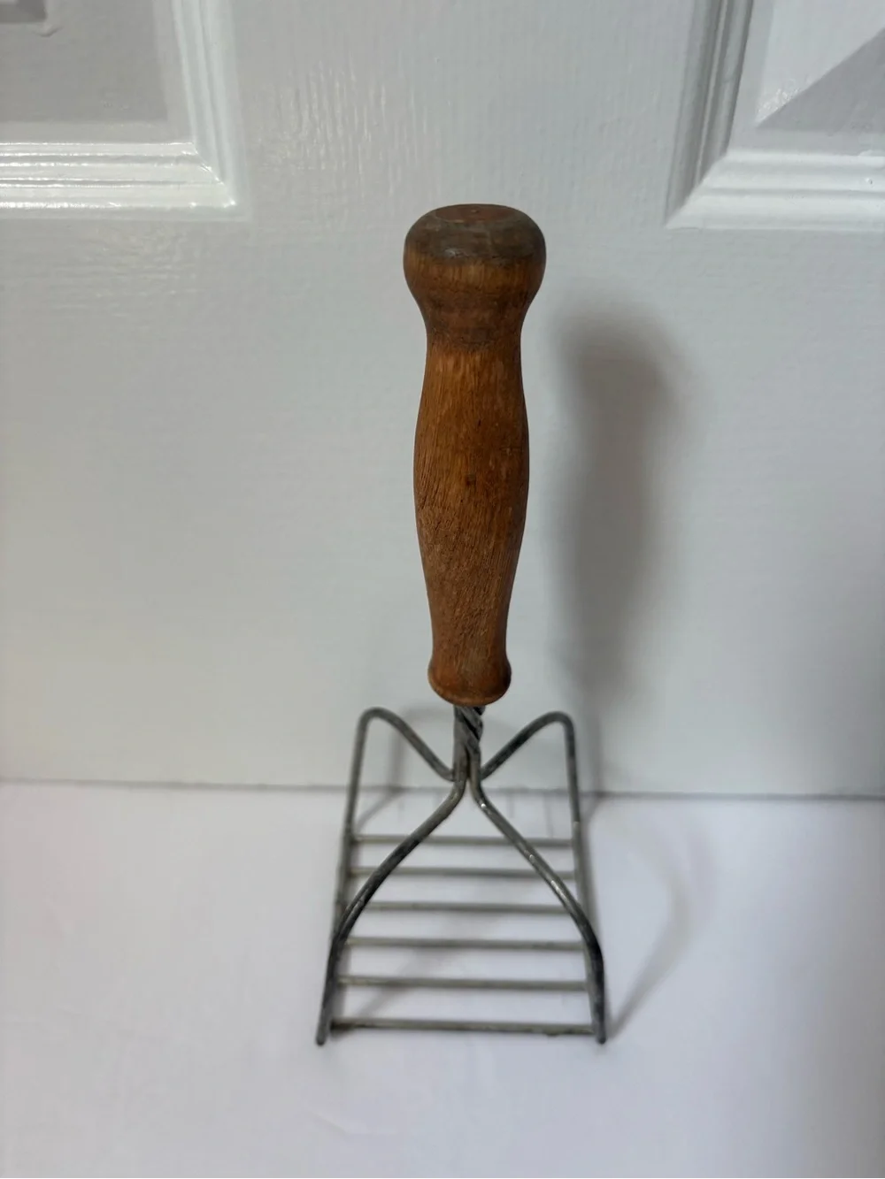 Vintage Potato Masher Wood Handle Square Head
